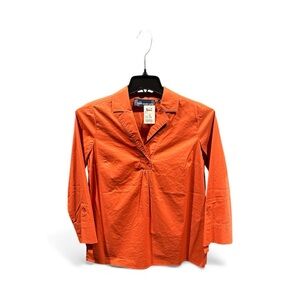 Susan Graver Stretch Cotton Notch Collar Tunic with Roll Tab Sleeve Size XS NWT